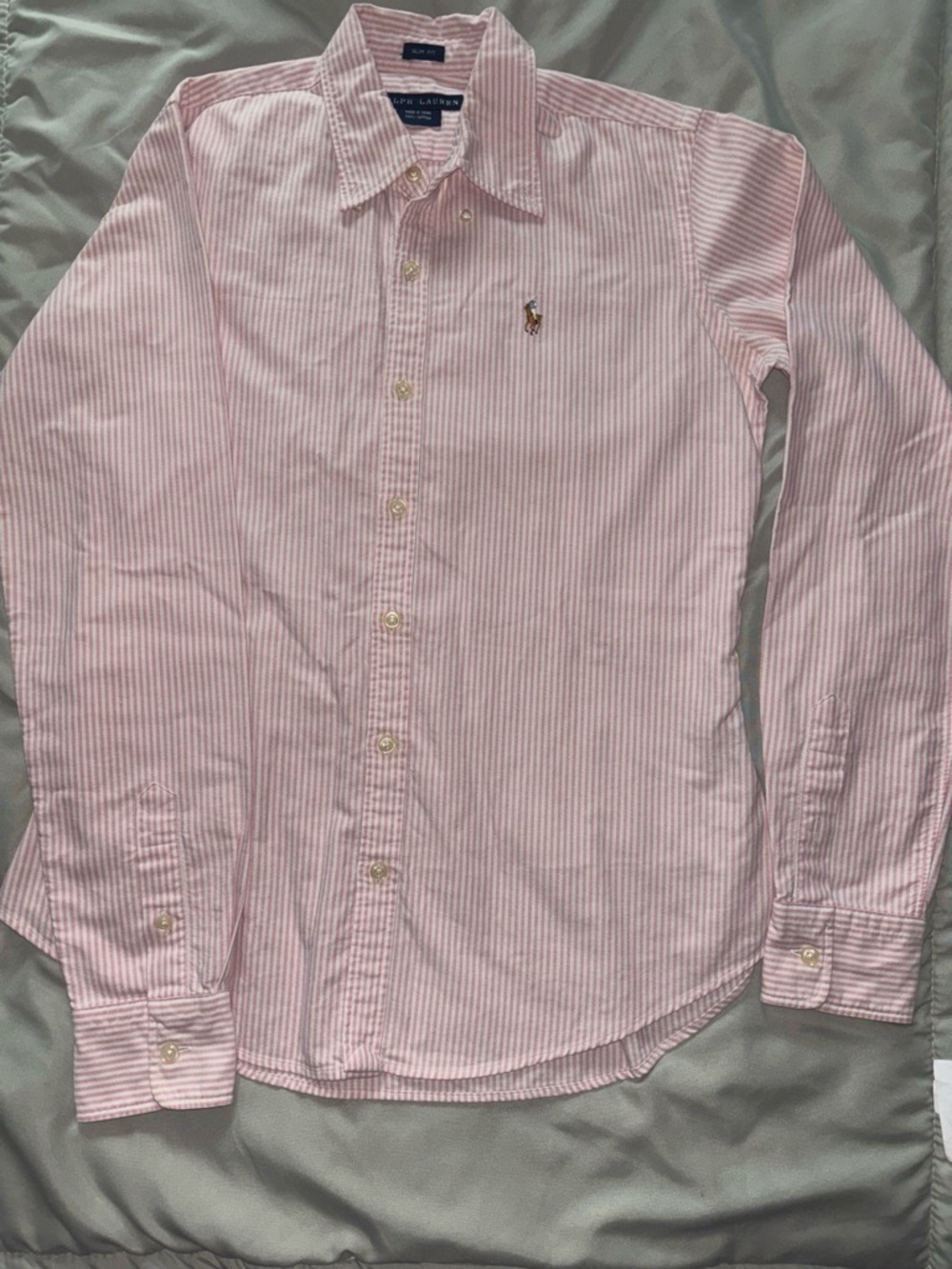 Ralph Lauren Pink and White Striped Button-Down Dress Shirt - Picture 4 of 8